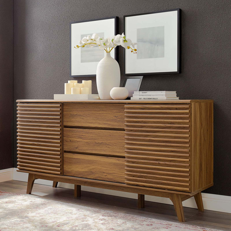 Render 63" Sideboard Buffet Table or TV Stand, Walnut