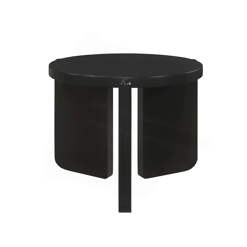 Table de bout ronde en bois, noir