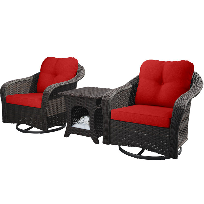 Gradyn 3-Piece Outdoor Seating Group with Cushions, Red