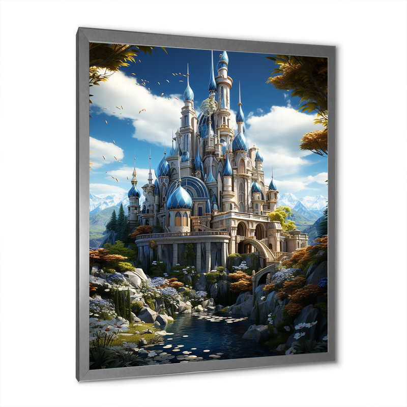 Résidence royale sur toile, H 40 po x l 30 po x P 1,5 po, Cadre simple argenté