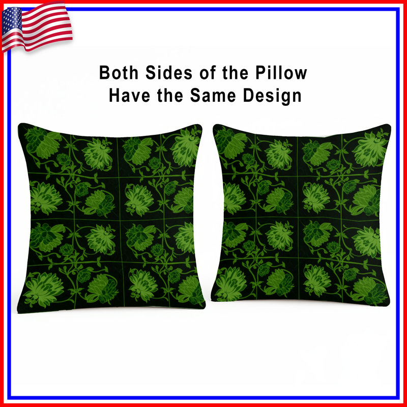 Coussins décoratifs vert à motif floral, 26 x 26 pouces