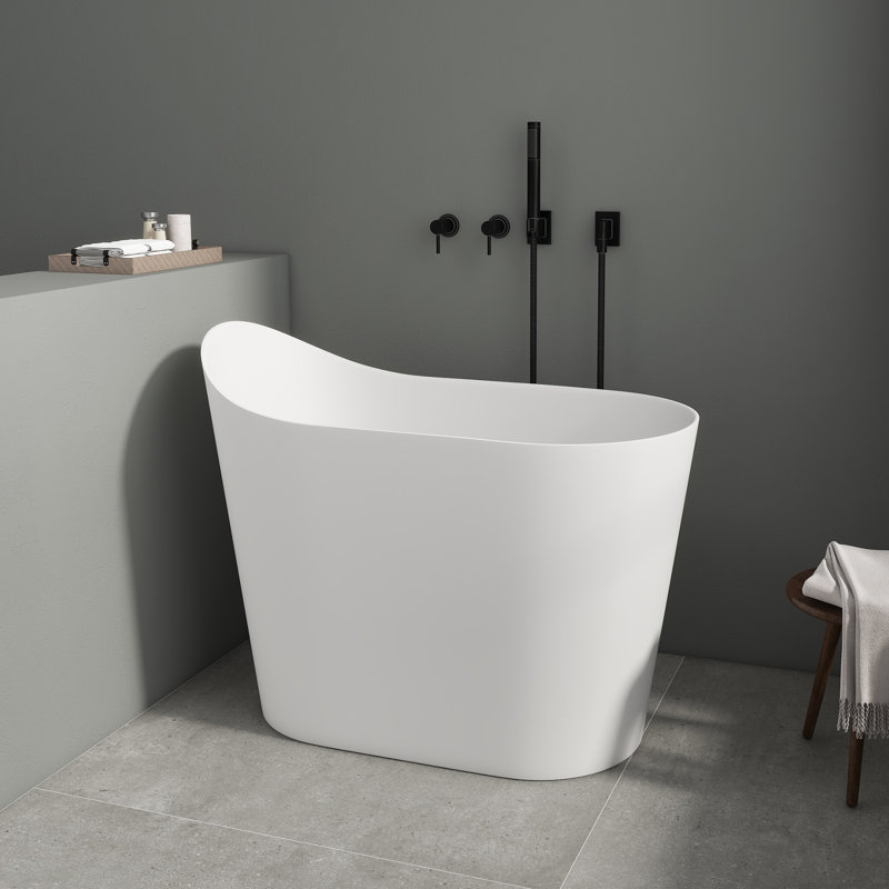 43'' X 23'' Freestanding Soaking Solid Surface Bathtub In White