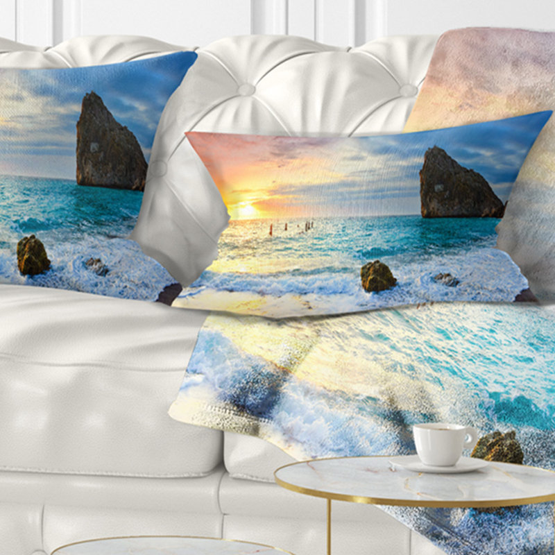 Coussin de mer avec coussin lombaire soleil seascape vibrant
