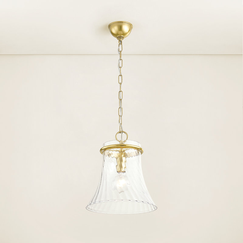 Luminaire suspendu 1 lumière Cantana, Laiton vieilli, H 14,5 po x l 12,75 po x P 12,75 po