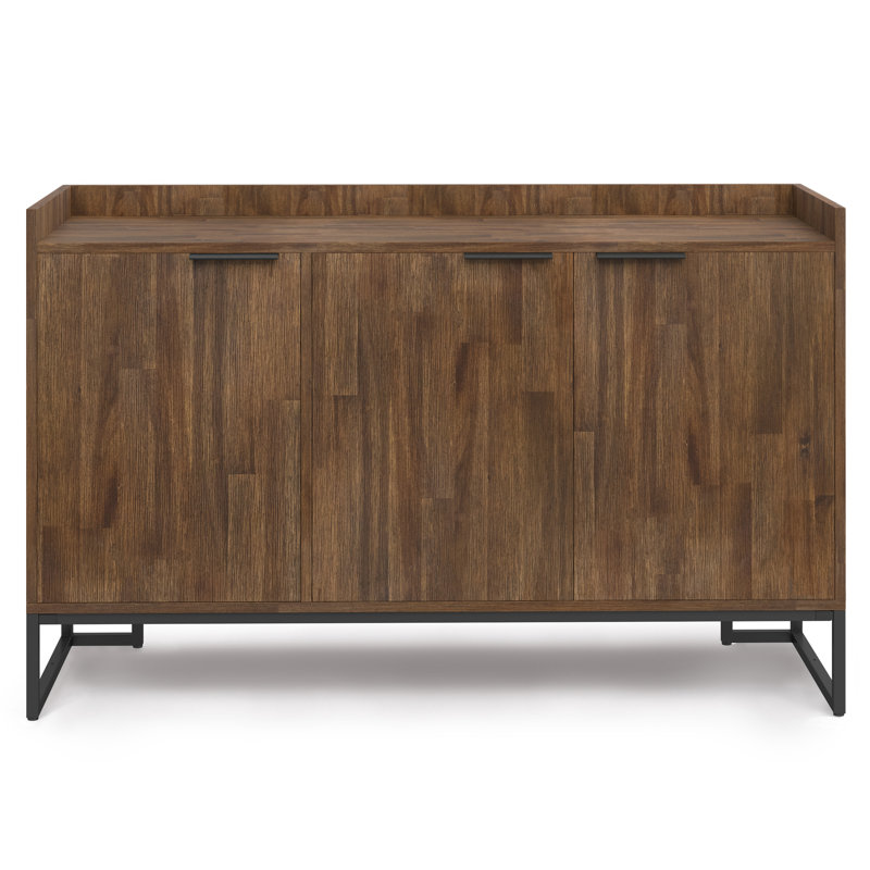 Buffet industriel 3 portes avec tablette de rangement et base en métal Milverton