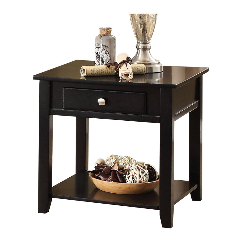 Black End Table With Bottom Shelf
