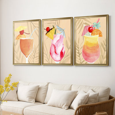 Tropical Cocktail I - Toile tendue avec châssis sur mesure - 3 pièces