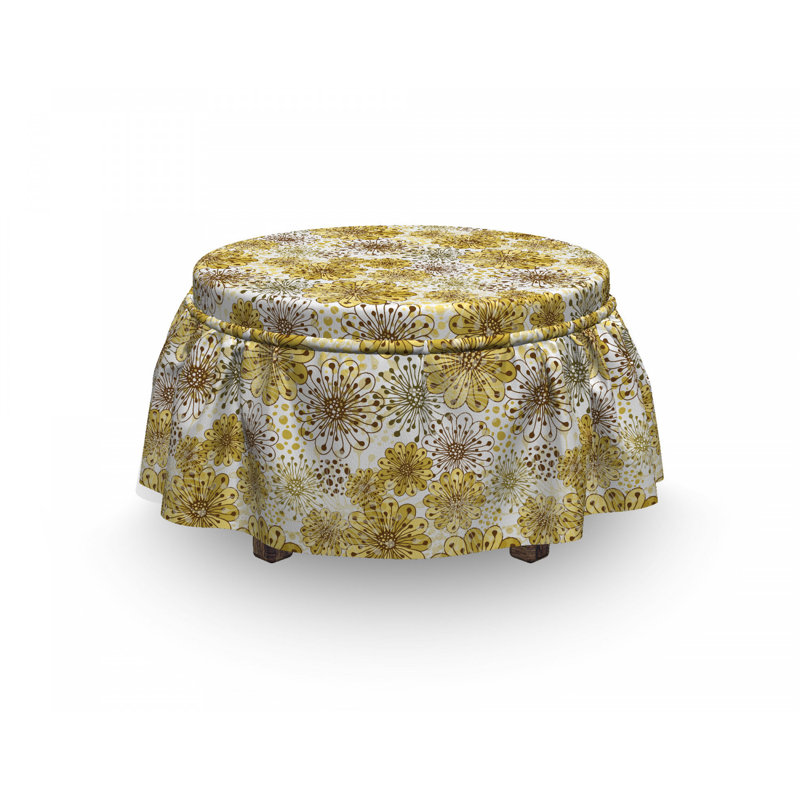 Ensemble de housse pour repose-pieds à coussins carrés 2 pièces floral
