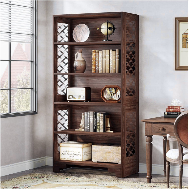 Bibliothèque Mid-Century 70,8 "à 6 niveaux pour salon, bureau, chambre à coucher