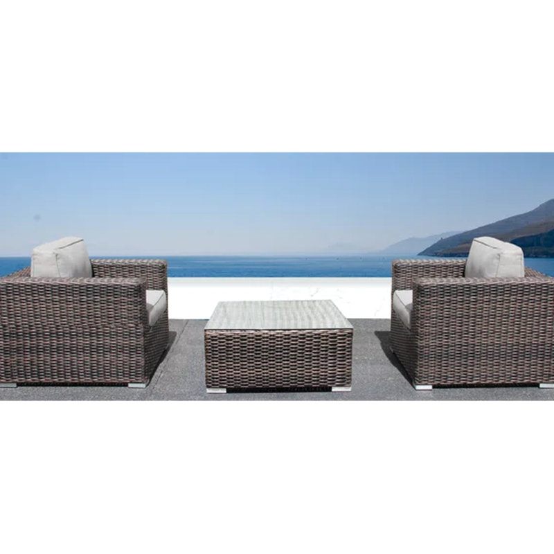Ensemble de canapé de patio en osier 3 pièces - Siège d'extérieur de qualité hôtelière avec confort coussiné