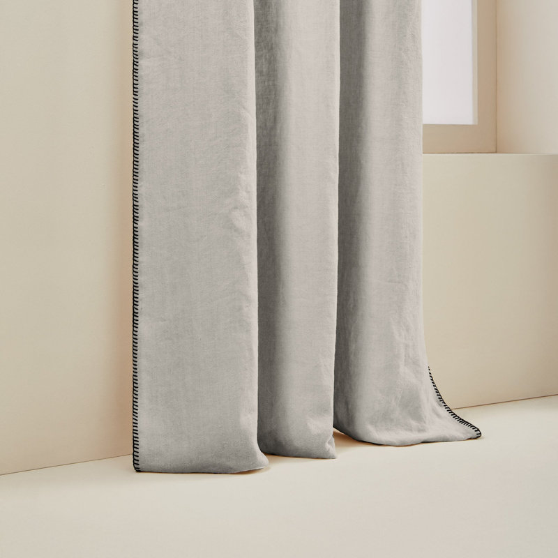 Nino Linen Curtain Single Panel, 135 x 350cm, Grey