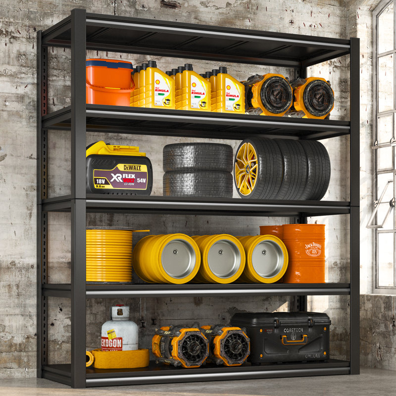 Étagère de garage robuste avec tablettes réglables Moishe, étagère en métal à 5 niveaux pour le garage, le garde-manger et le rangement