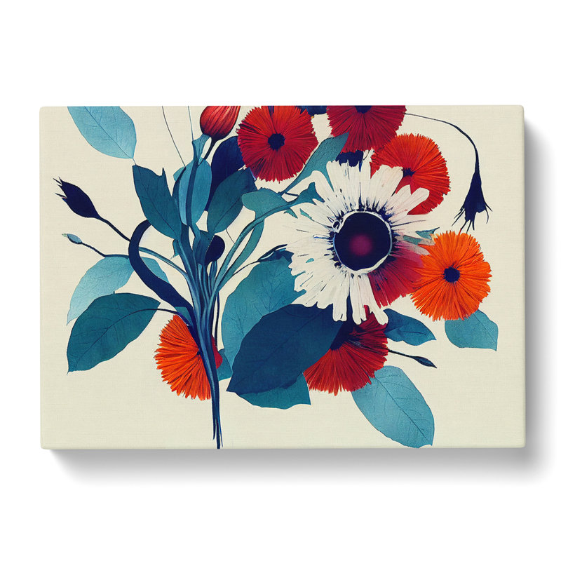 Splendorous Modern Flowers Abstract - Wrapped Canvas, 50cm H x 76cm W x 3cm D