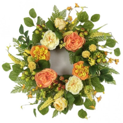 Hydrangeas And Buttercups With Berries Wreath