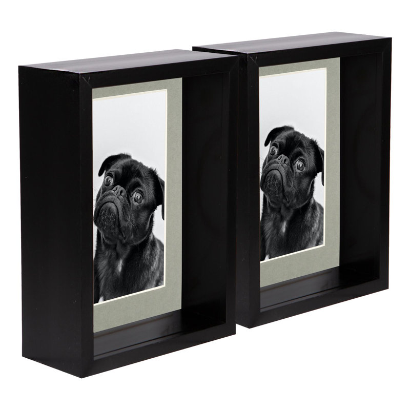Nicola Spring - 5" x 7" 3D Deep Box Photo Frames - 4" x 6" Mount, Black
