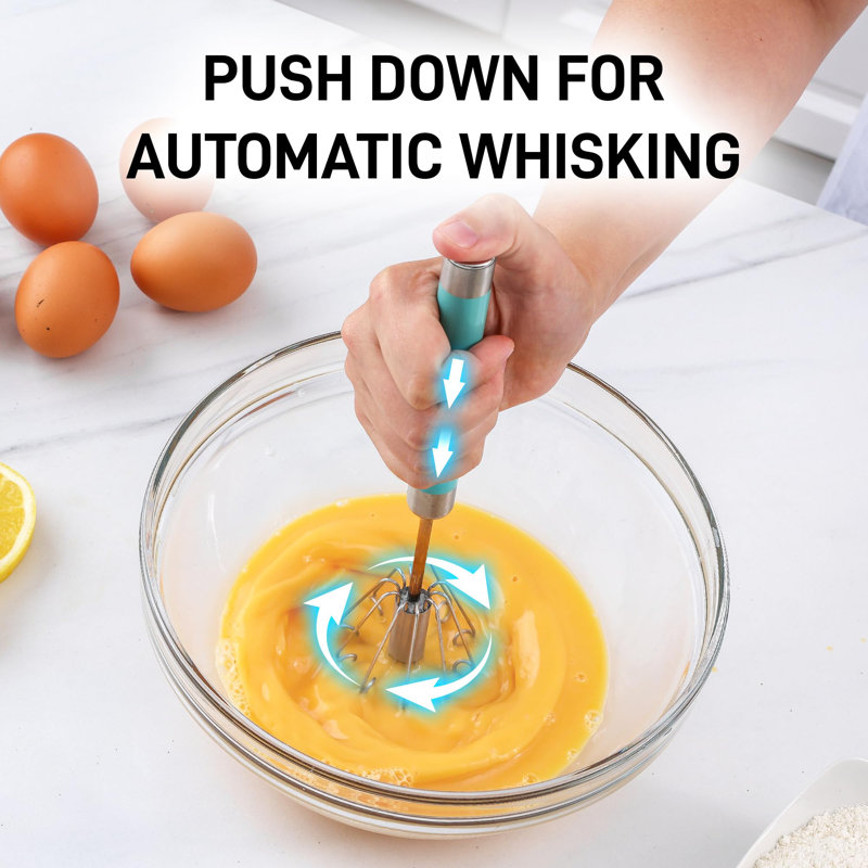 Zulay Kitchen Hand Push Whisk, Semi-automatic Egg Whisk, Teal