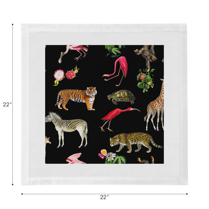 Serviettes de table en satin de coton Exotix, Noir