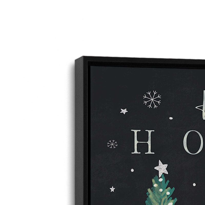 «Happest Holidays» par Elizabeth Tyndall, reproduction d'art, L 16 po x H 12 po, Noir, Toile avec cadre