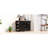 53'' Farmhouse Kitchen Island With Two Tempered Glass Cabinet Doors, Power Outlet, Rolling Kitchen Cart On Wheels With Drop Leaf, 5 Open Side Racks, 3 Drawers, For Kitchen, Dining Room, Black