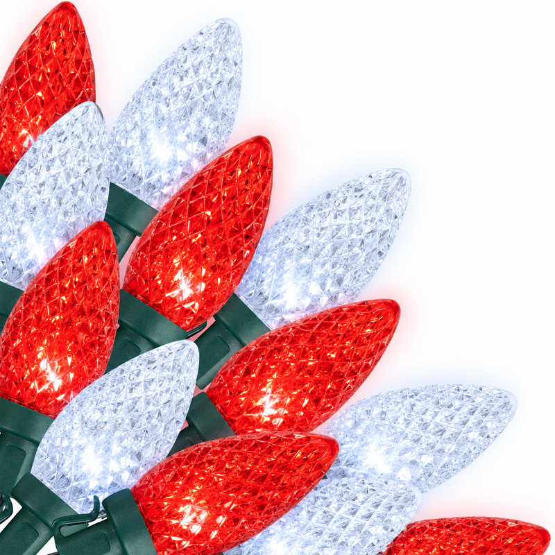 C9 Christmas String Lights 100 LED 66 ft Waterproof Connectable Green Wire Warm White, Indoor & Outdoor, Warm White