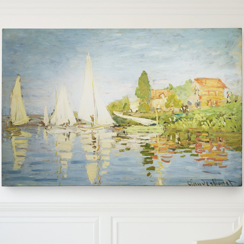 «Regatta at Argenteuil» par Claude Monet, reproduction de peinture à l'huile, H 32 po x l 48 po x P 1,5 po, Toile tendue