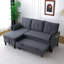 Chaise longue réversible en L gris foncé avec rangement, 3 places, coton pour bureau et appartement, décor idéal