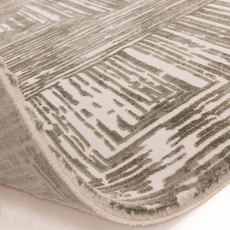 Brenetta Geometric Shapes Green Area Rug, Rectangle 80 x 150cm