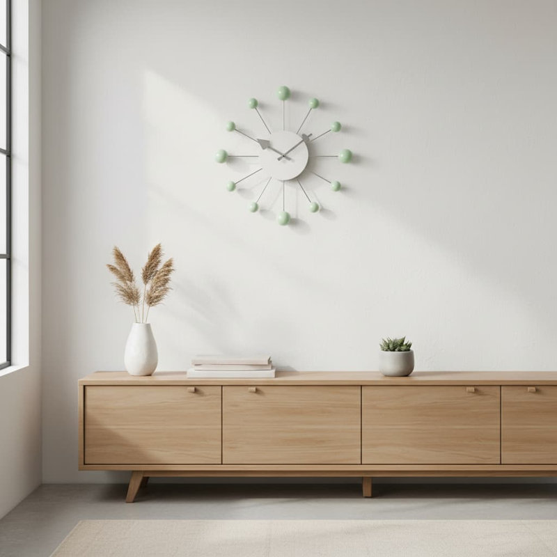 Metal Wall Clock, Mint Green