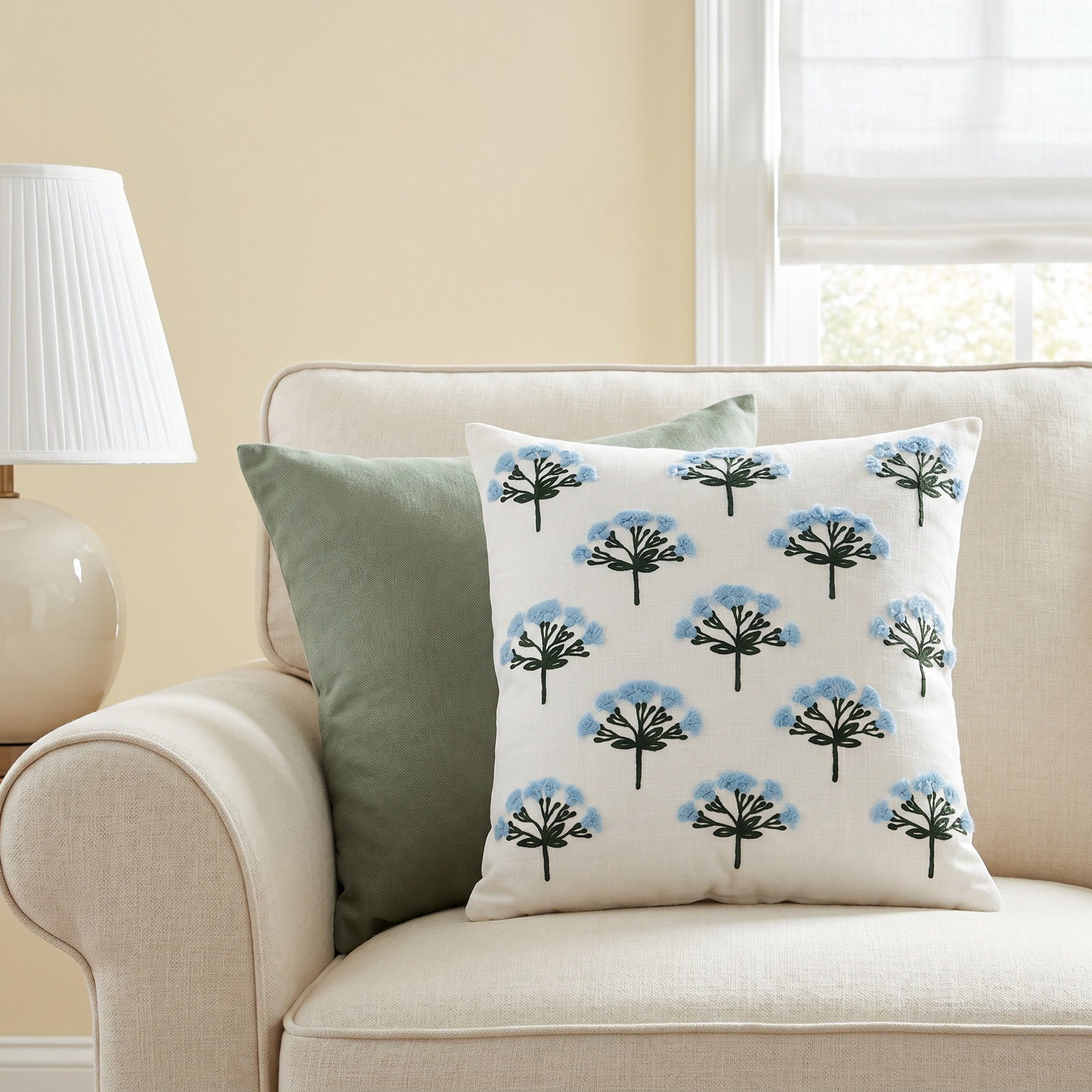 Besima 20" x 20" Embroidered Throw Pillow