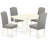 3 Piece Dining Set Contains a Rectangle Dining Room Table with Dropleaf and 2 Pond Faux Leather Upholstered Parson Chairs, Linen White-1260608534-1260608530-1274180110