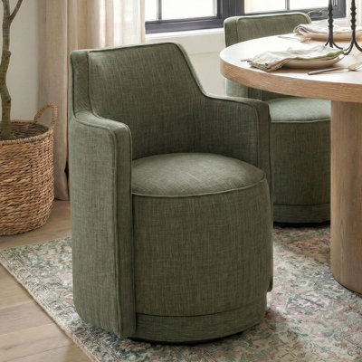 19" Upholstered Fully Assembled Swivel Dining Armchair