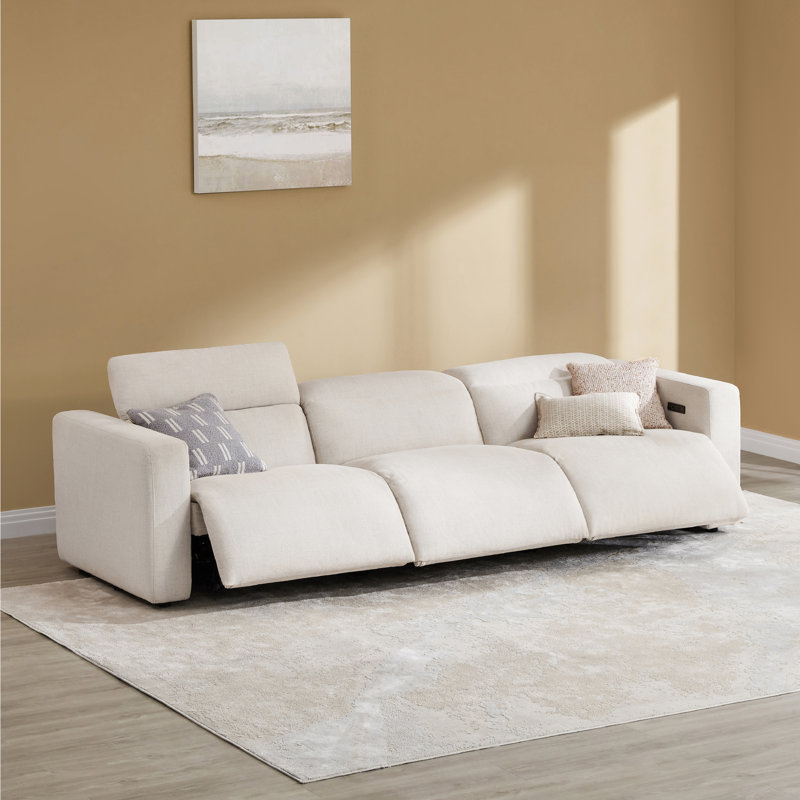 Vince 116.9" W Chenille Power Reclining Wall-Hugger Sofa