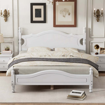 Base de lit plateforme en bois, lit plateforme de style rétro avec support en lattes de bois