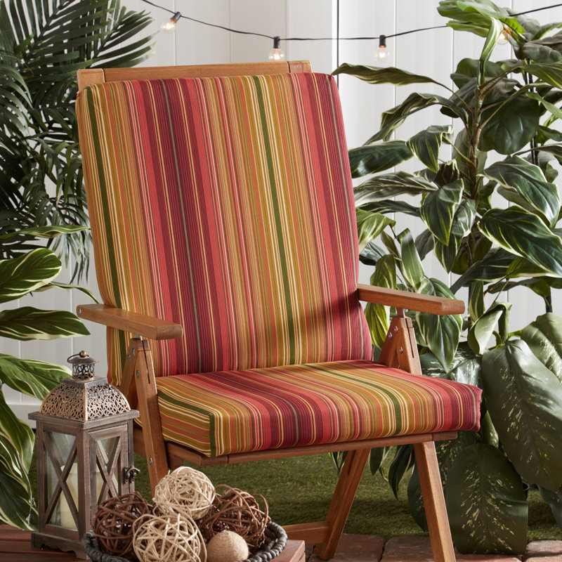High Back Dining Chair Pad, Kinnabari Striped