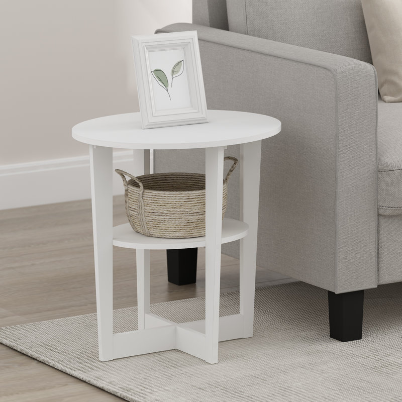 Table de bout avec rangement Lansing, Blanc