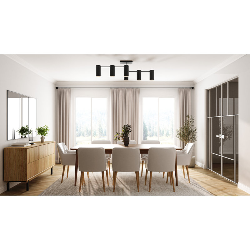 Foreland 6-Light Semi-Flush Mount, Matte Black