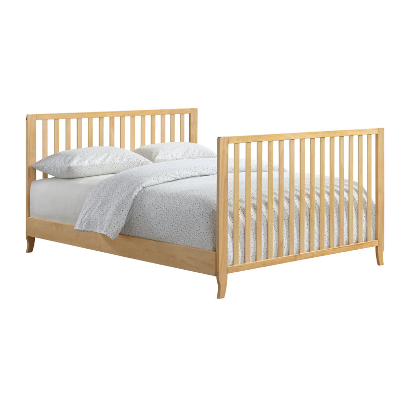 Natural Wood Convertible 4-in-1 Crib with Curved Feet