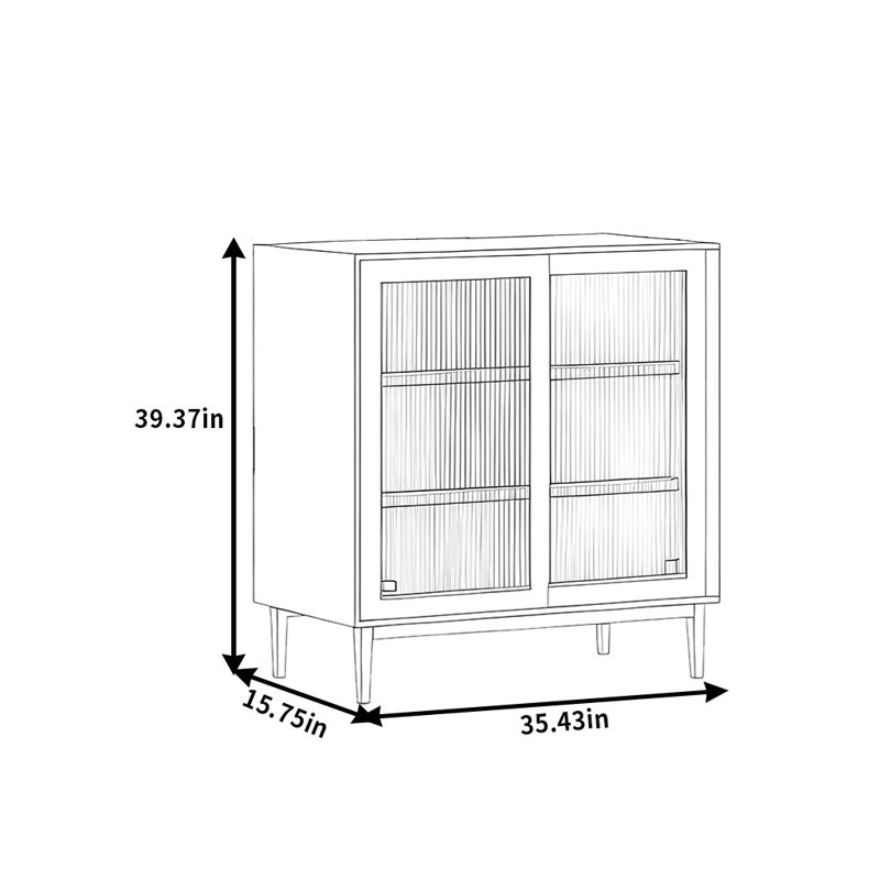 Buffet rétro coulissant, H 39,37 po x l 35,43 po x P 15,75 po