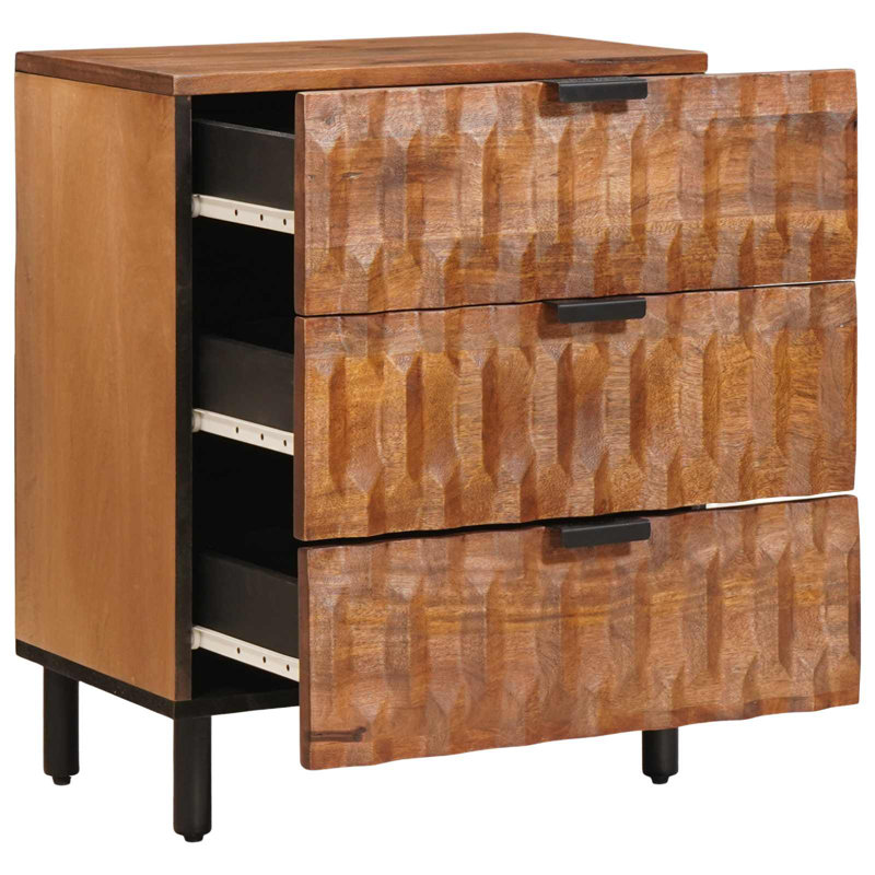 50cm W Solid Wood Bedside Table, Brown