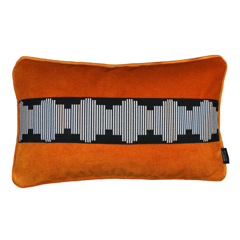 Maya Emerald Velvet Cushion with Filling, 60cm H x 40cm W x 5cm D, Orange