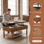 Table basse de 47,24 pouces à hauteur réglable avec plateau rainuré et pieds de style romain-2074241986