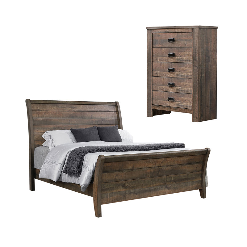 Ensemble de chambre à coucher avec commode 2 pièces Gotrich, Très grand californien