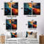 «Retro Blue Orange Liquide Streams - Waves», impression sur toile abstraite sarcelle 2 pièces-1400820478-1400820357-1400820479