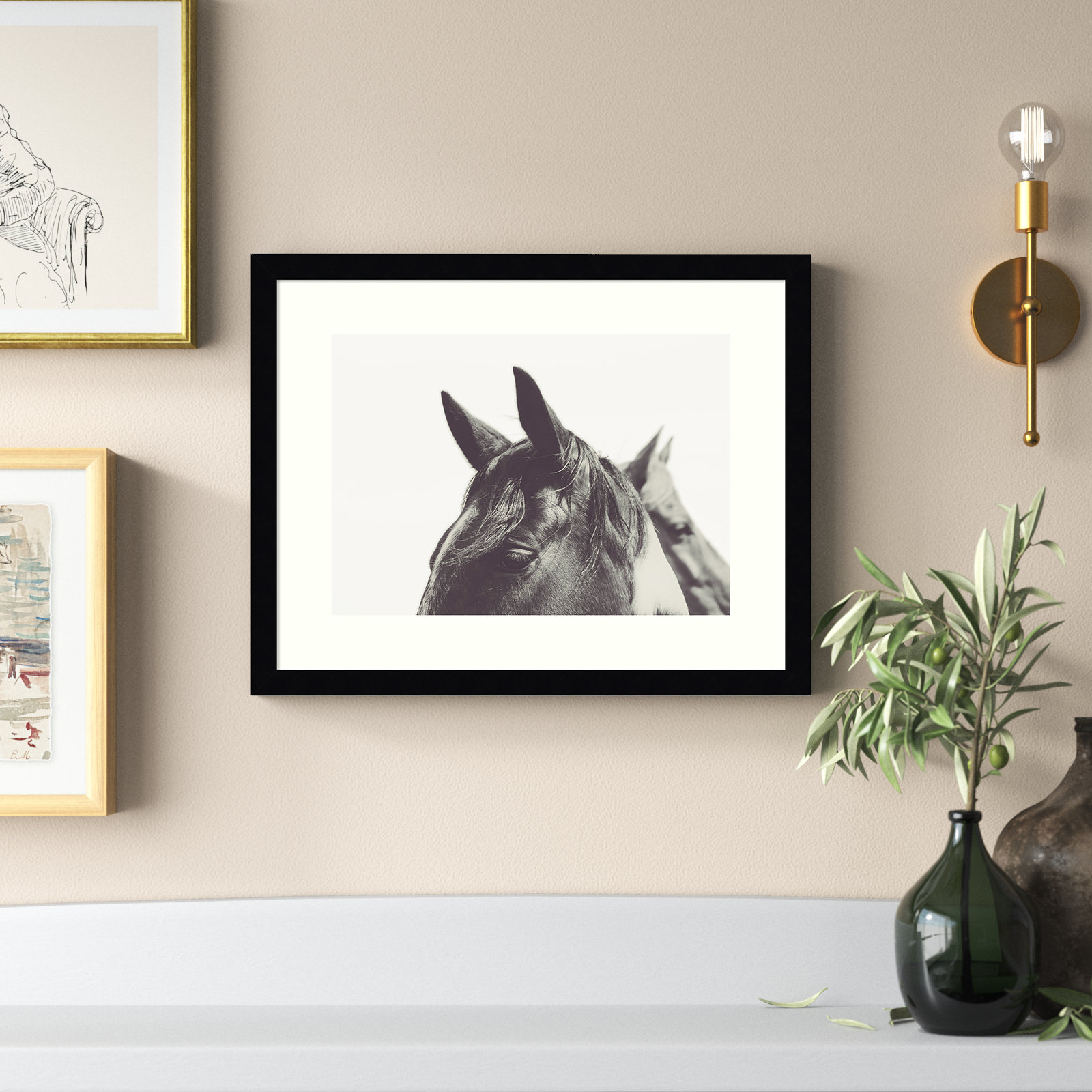 Partner by Emiko And Mark Franzen, 29" H x 41" W x 1.5" D, Black Framed Paper