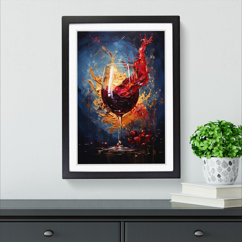 Wine Abstract - Framed Print, 46cm H x 34cm W x 2cm D, Black