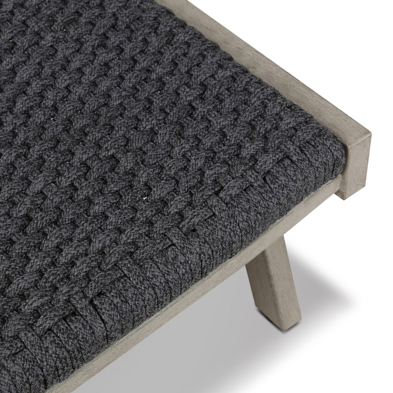 Delano Outdoor Teak Chaise Lounge, Weathered Gray/Black
