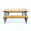 Table de salle à manger d'extérieur en bois d'acacia avec deux bancs, résistante aux rayons UV et à la rouille pour un patio