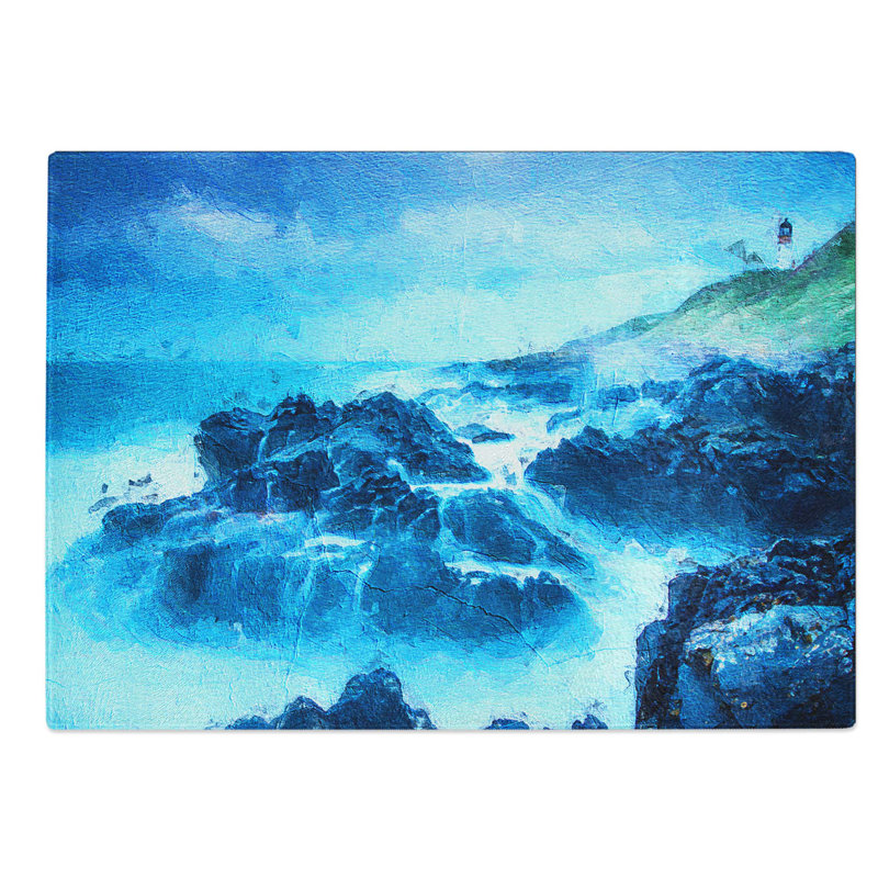 Glass Lighthouse On A Hill With Seascape Chopping Board, 28.5 cm W x 20 cm L