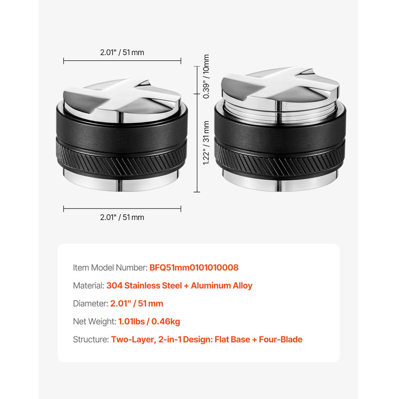 Distributeur espresso ajustable 51-en-1 de 51 mm pour la maison