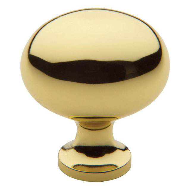 1 3/8" Length Oval Knob, Bright Brass